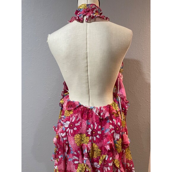 ELLIATT Women’s Themes Dress size S NWT Ruffle Floral Mini Halter Neck Tie Back - Picture 11 of 12